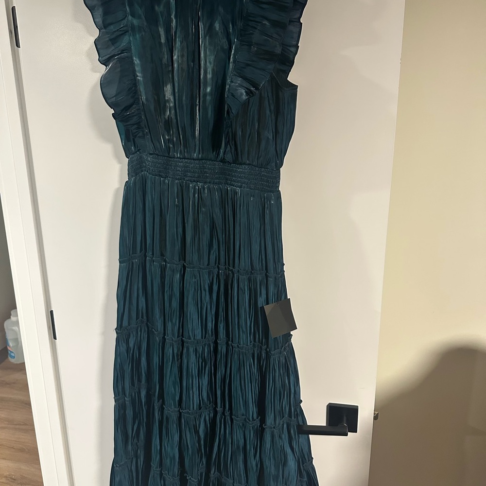 Lulu's Teal Ruffled Maxi Dress